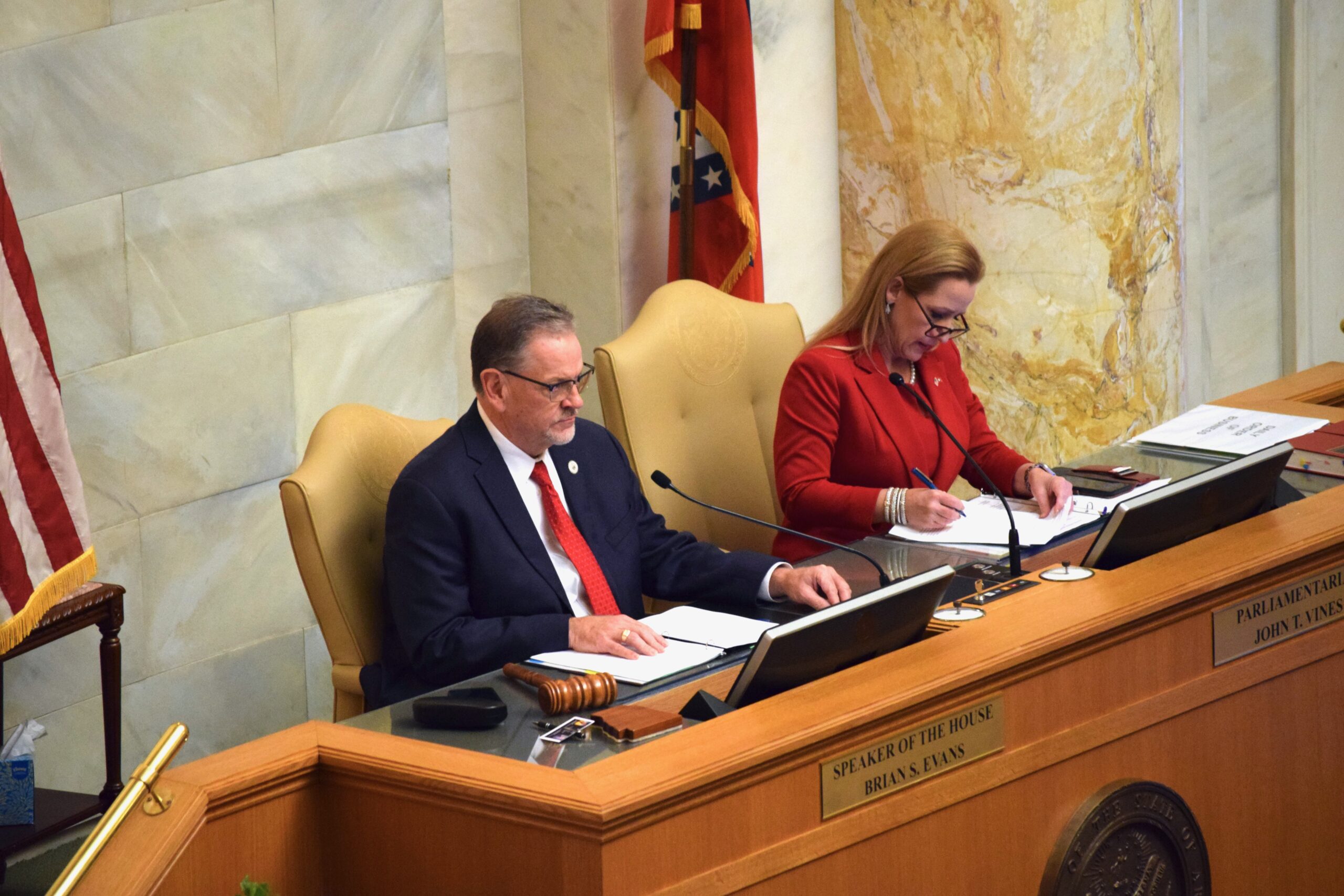 Arkansas Legislature concludes 2025 legislative session; conflict over planned prison continues 1 20250114 Evans and Rutledge scaled 1