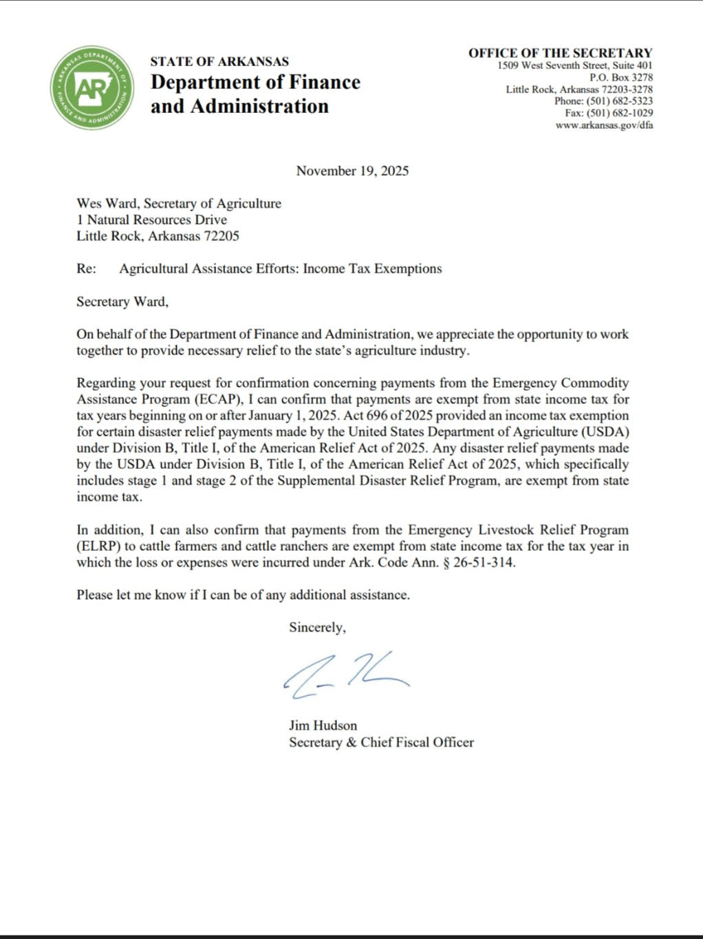 Sanders Announces Income Tax Exemptions for Farmers' Disaster and Relief Payments 1 agri